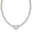 Sterling Silver Rhodium Plated Heart Motif Chain Necklace