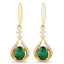Pendientes de Esmeralda Zambiana y Diamante de 0.70 Quilates en Oro Amarillo de 14K