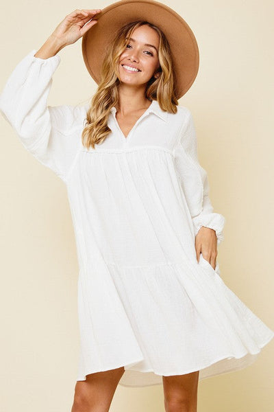 Johnny Collar Balloon Sleeve Mini Dress for Women