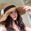 Sombrero de paja con cordones para mujer - Accesorio de playa plegable