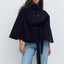 Manteau Trench Élégant d'Hiver à Col Montant et Manches Chauve-Souris pour Femmes