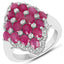 Bague de fiançailles en argent sterling avec rubis de 3,80 carats et zircon blanc