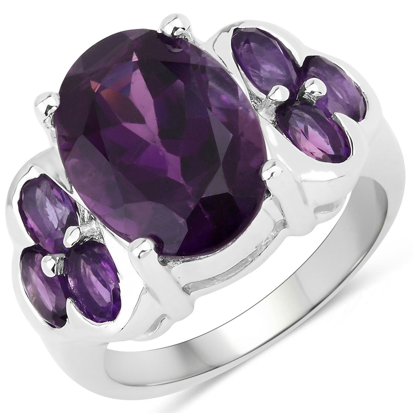 5.98 Carat Genuine Amethyst Sterling Silver Engagement Ring