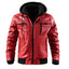 Men's Faux Leather Jacket Motorcycle Jacket Waterproof Windproof PU Moto Vintage Bomber Hoodie With Removable Hood - Korvel