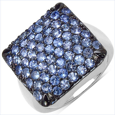 2.21 Carat Genuine Tanzanite Sterling Silver Engagement Ring