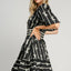 Elegant Black Ribbon Print Dress for Women