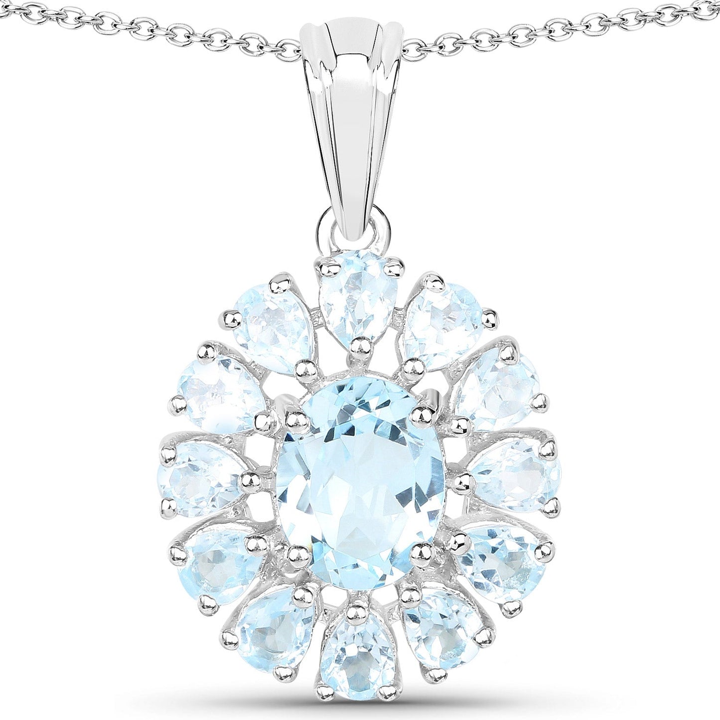 Ensemble de bijoux en argent sterling avec topaze bleue et blanche de 14,02 carats