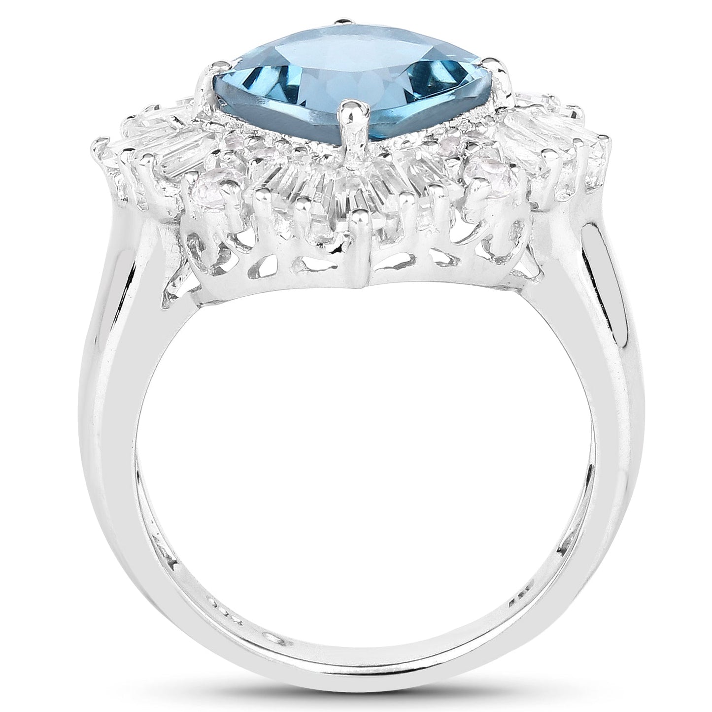 5.19 Carat London Blue Topaz & White Topaz Sterling Silver Ring