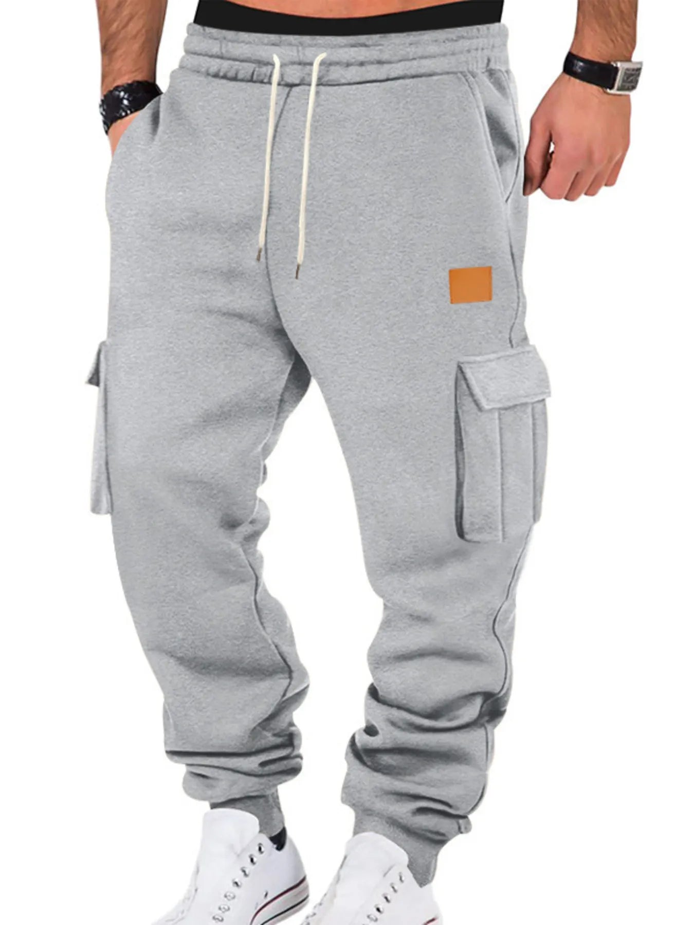 Pantalons de jogging cargo à cordon pour hommes grandes tailles