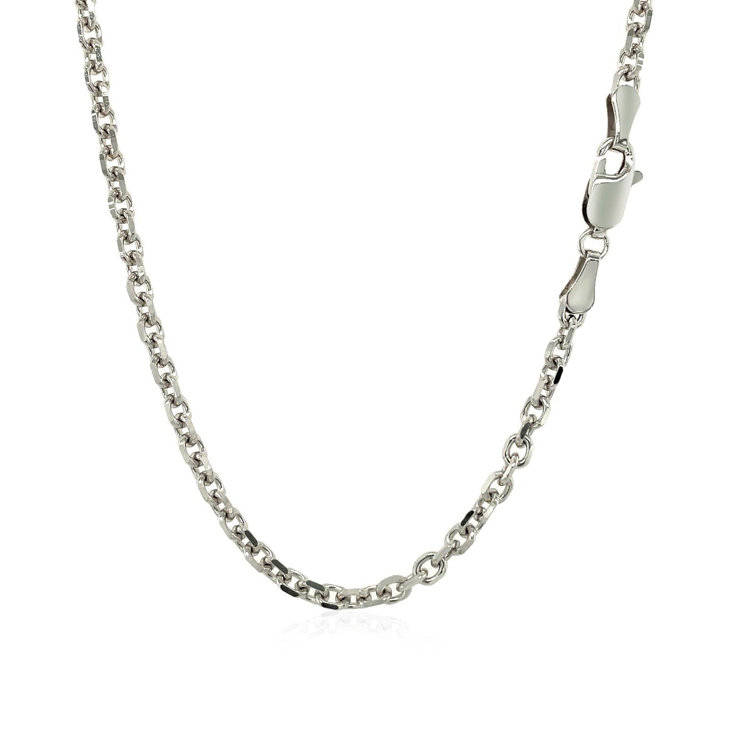 14k White Gold Diamond Cut Cable Link Chain - 2.90 mm