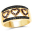 Anillo de Compromiso con Diamantes Negros y Rojos Baño de Oro Amarillo de 14K