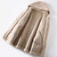 Women's Mid-Length Hooded Coat in Composite Leather and Fur