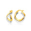 Pendientes de Oro de Dos Tonos de 14k en Elegante Diseño de Doble Torcido