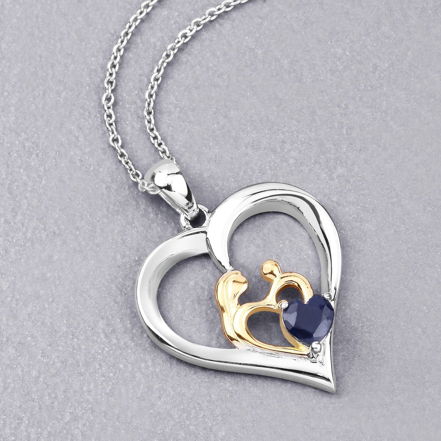 0.50 Carat Genuine Blue Sapphire Pendant in Sterling Silver