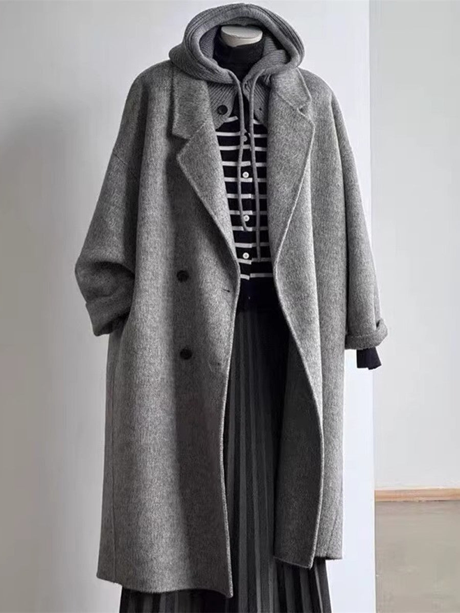 Premium Korean-Style Loose Mid-Length Wool Coat