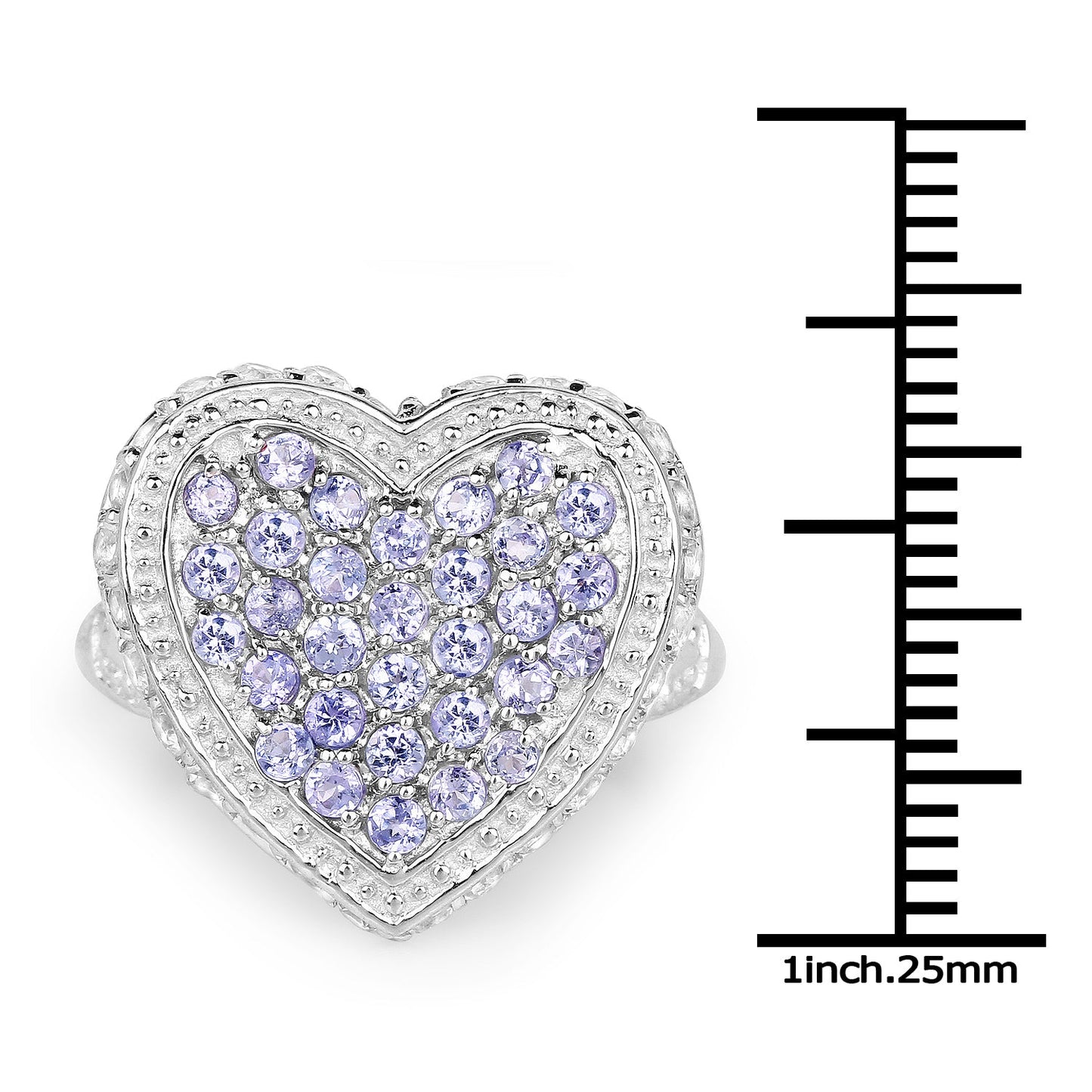 1.81 Carat Genuine Tanzanite and White Topaz Sterling Silver Ring