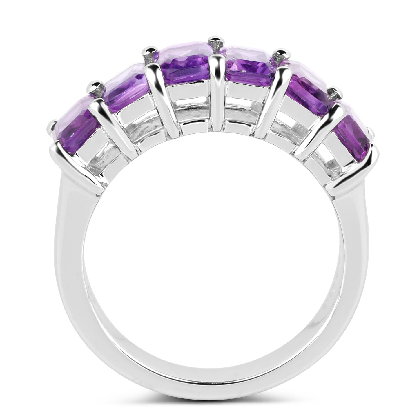3.30 Carat Genuine Amethyst Sterling Silver Engagement Ring