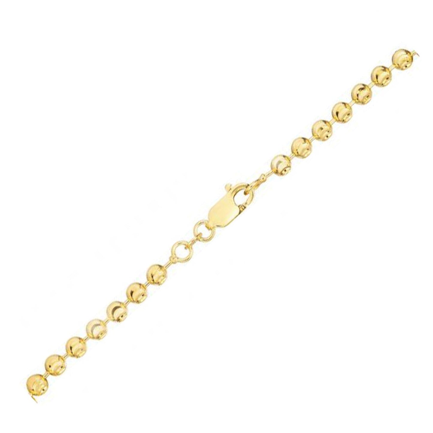 Bracelet en chaîne à perles coupées en forme de lune en or jaune 14 carats