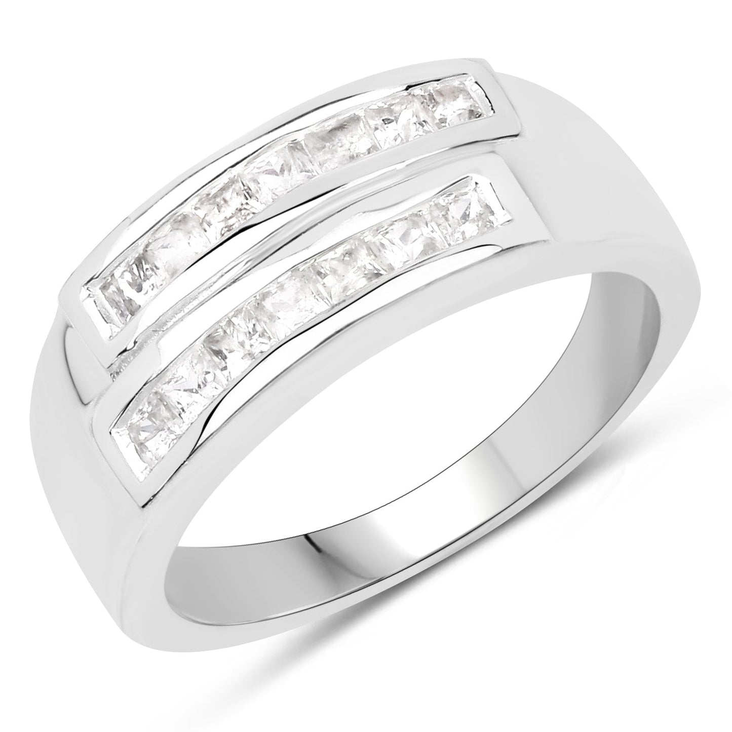 Bague de fiançailles en saphir blanc de 0,70 carat en argent sterling