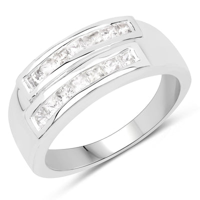 0.70 Carat White Sapphire Sterling Silver Engagement Ring