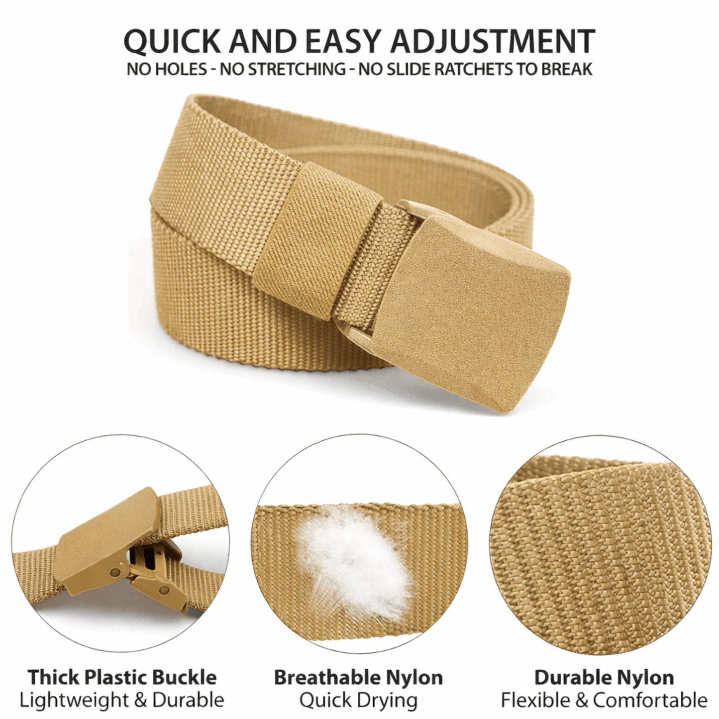 Cinturón Táctico Ajustable de Nylon XGear con Hebilla de Plástico