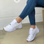 Women's Casual Flat Style Pumps - Color Matching Lace-up Sneakers