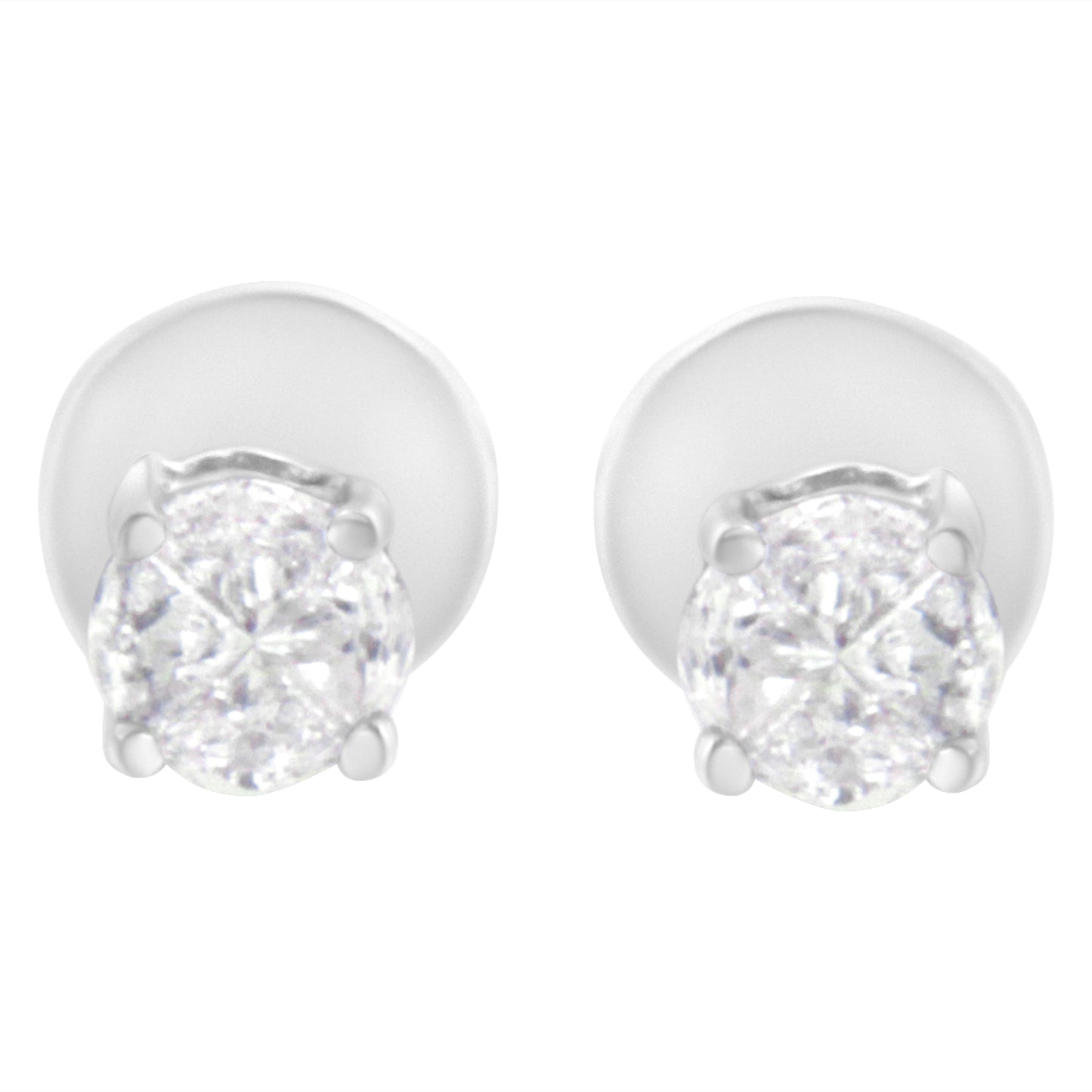 Boucles d'oreilles en diamant solitaire à taille pie en or blanc 14K 1/2 Cttw
