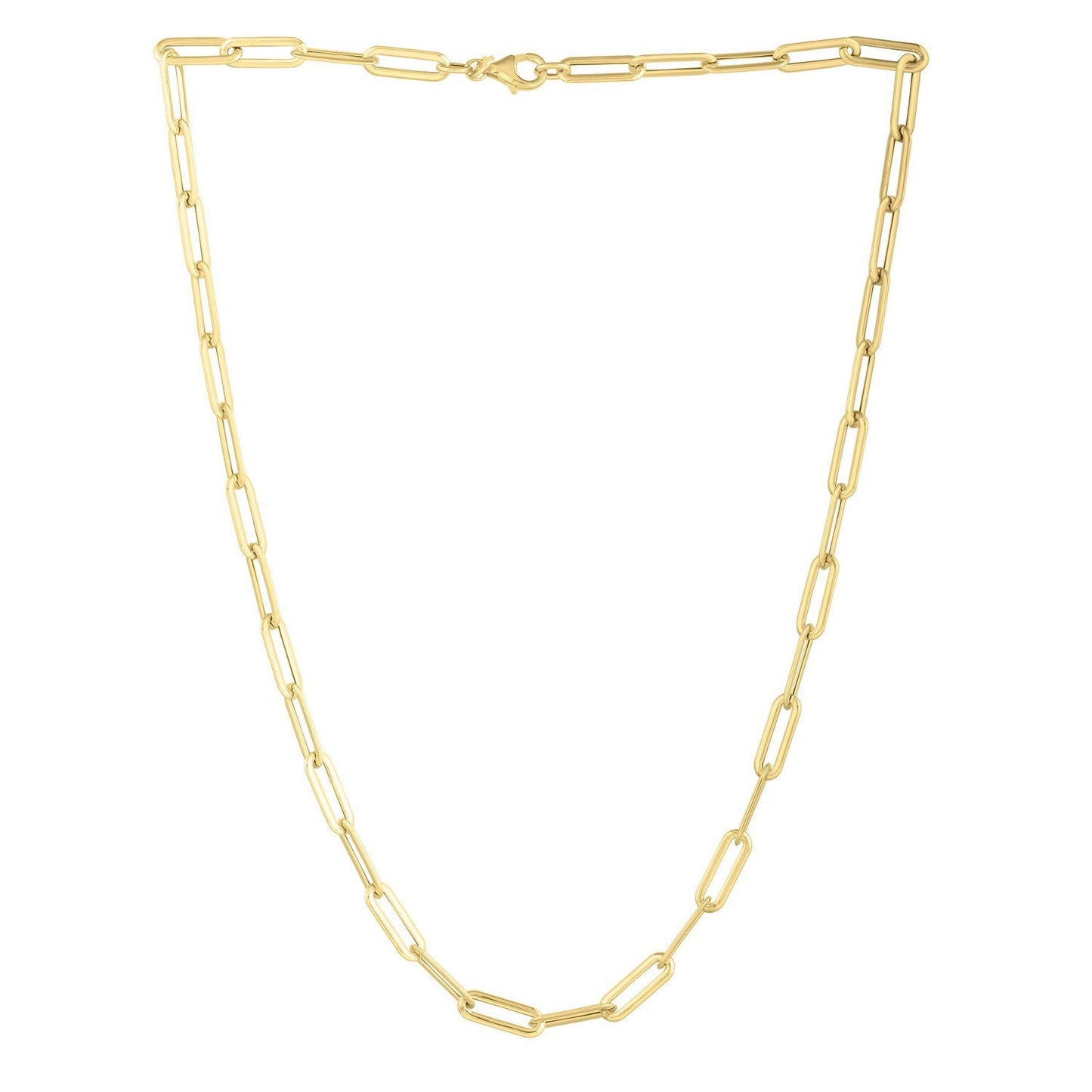 Collier en chaîne en papier clip long en or jaune 14 carats