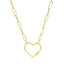 Collar de cadena de papel de oro amarillo de 14k con cierre en forma de corazón