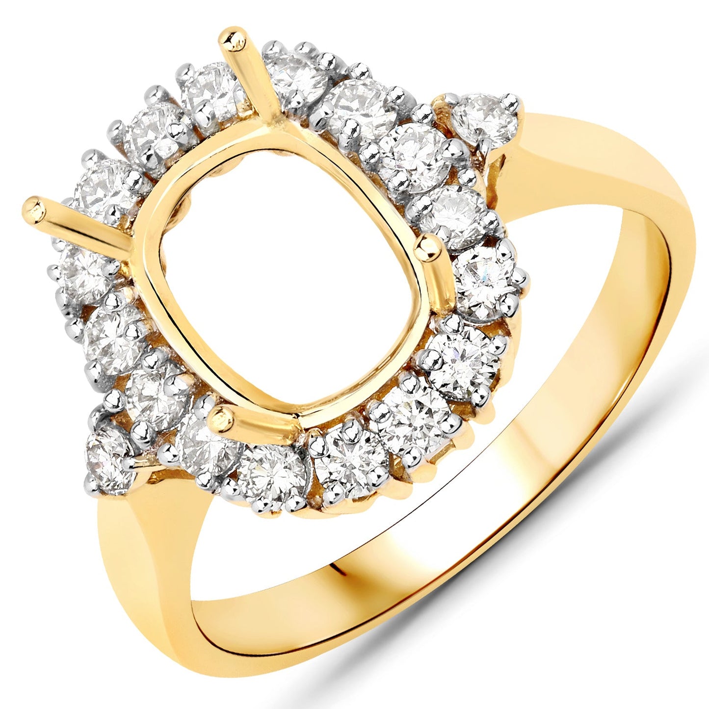 Bague de fiançailles semi-montée en or jaune 14K avec diamant blanc de 0,54 carat