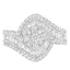 Bague cocktail en diamant floral en or blanc 14K
