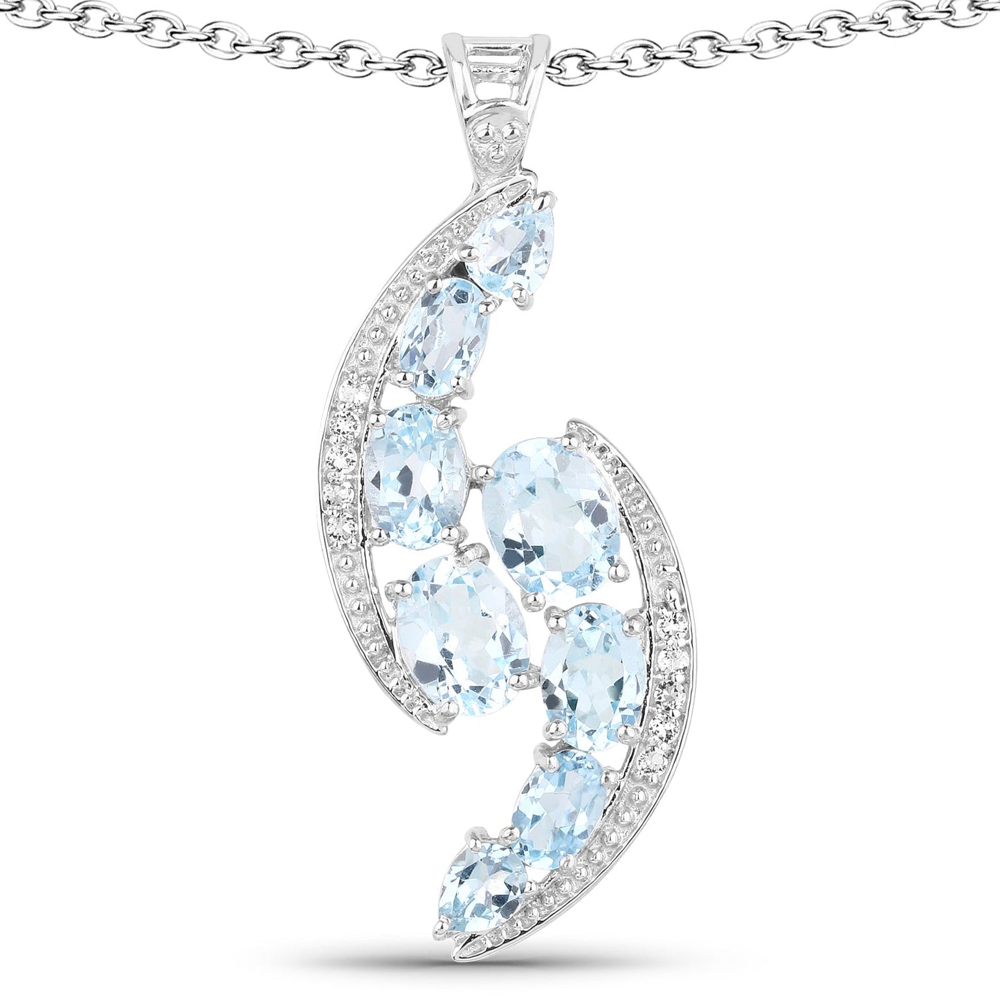Pendentif en argent sterling avec topaze bleue et topaze blanche de 7,27 carats