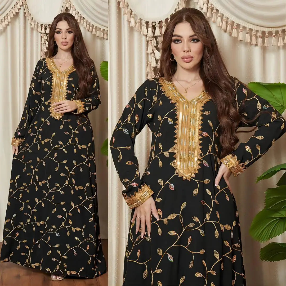 Robe de dîner en appliqué brodé arabe de Dubaï