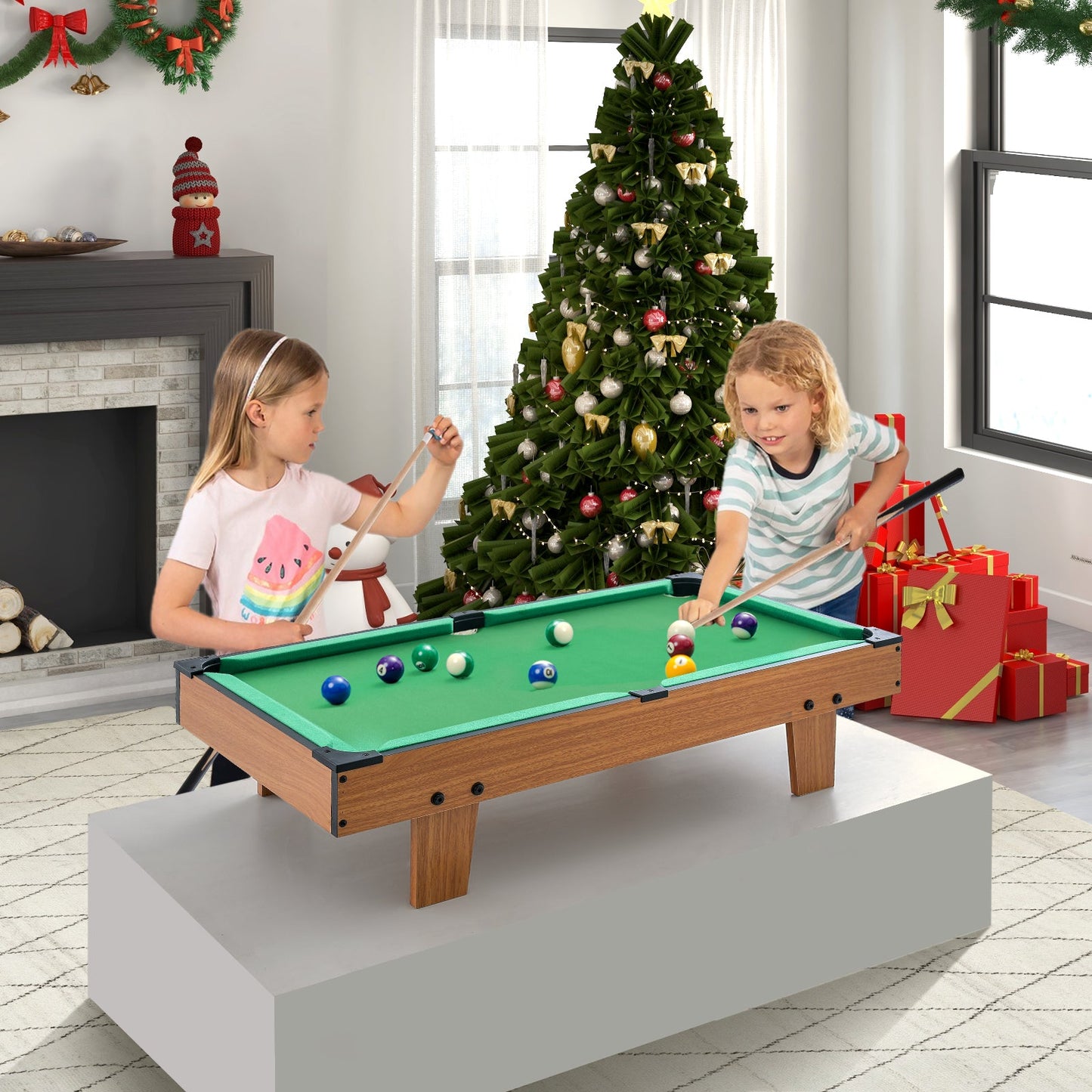 4-in-1 Combo Game Table Set with Foosball, Billiards, and Hockey