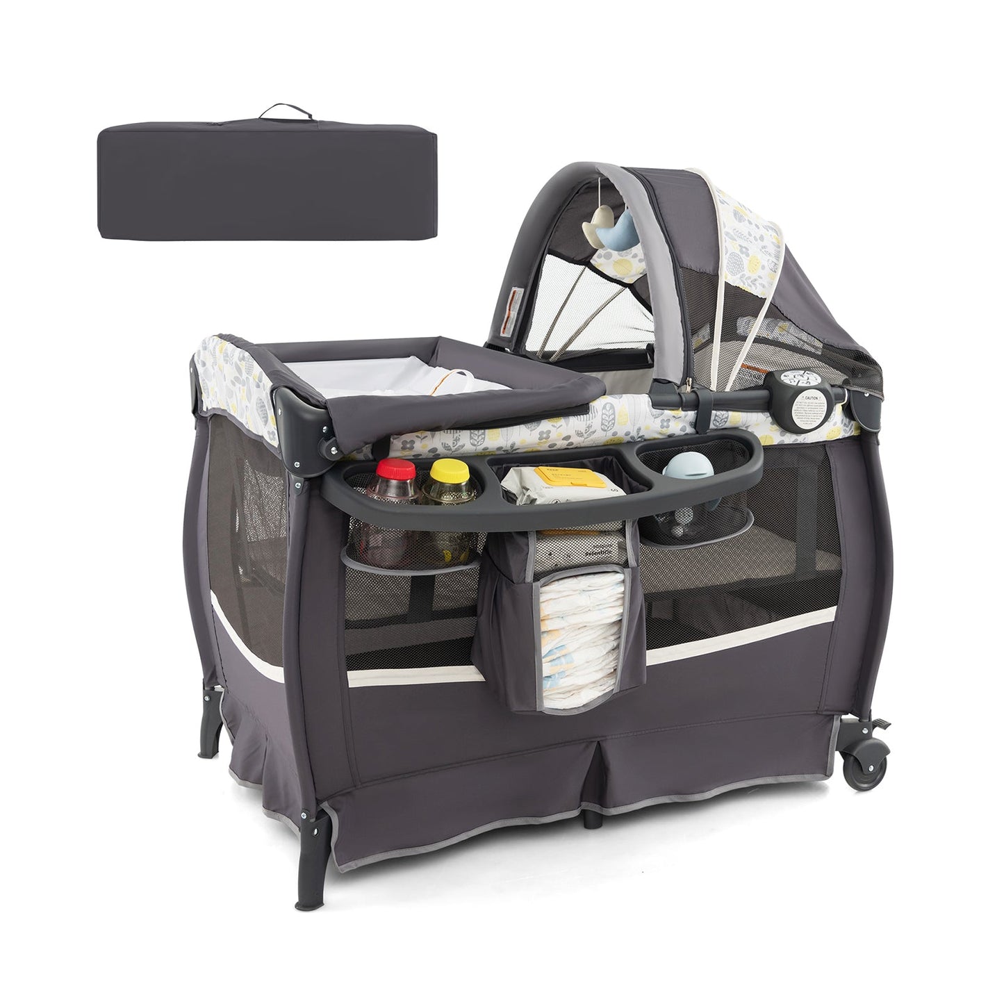 4-in-1 Portable Pack and Play Baby Nursery Center - Yellow