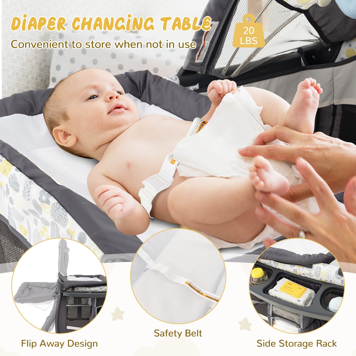 4-in-1 Portable Pack and Play Baby Nursery Center - Yellow
