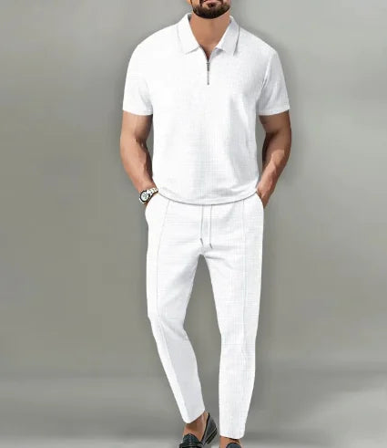 Traje de Pantalones con Cremallera de Manga Corta