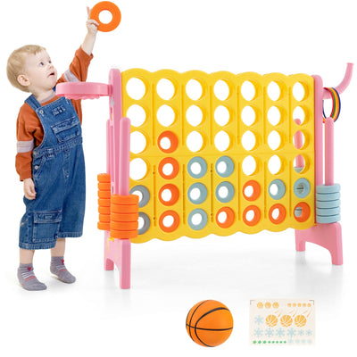 4-in-a-Row Connect Game with Basketball Hoop - Pink