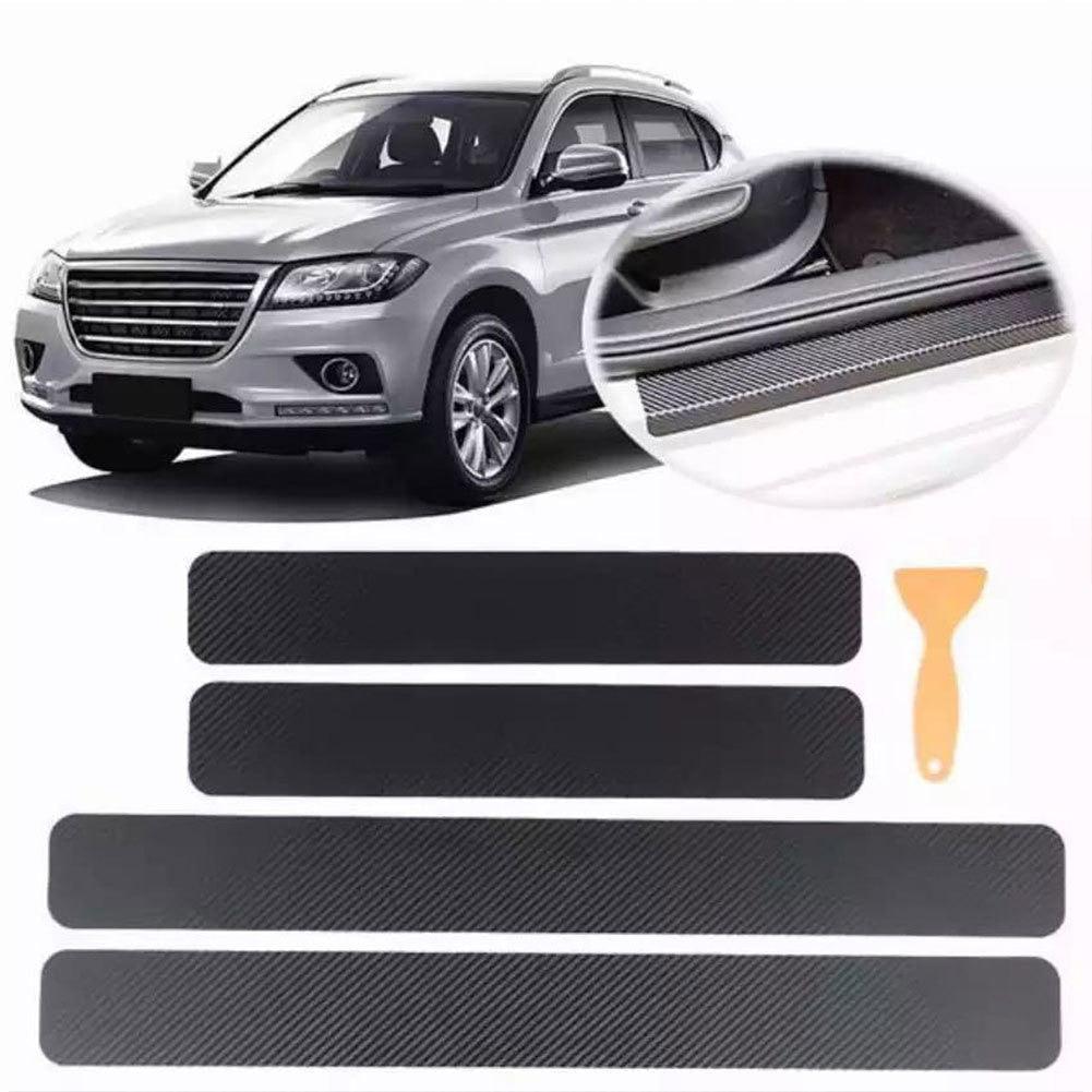 4PCS Universal Carbon Fiber Car Door Sill Protectors