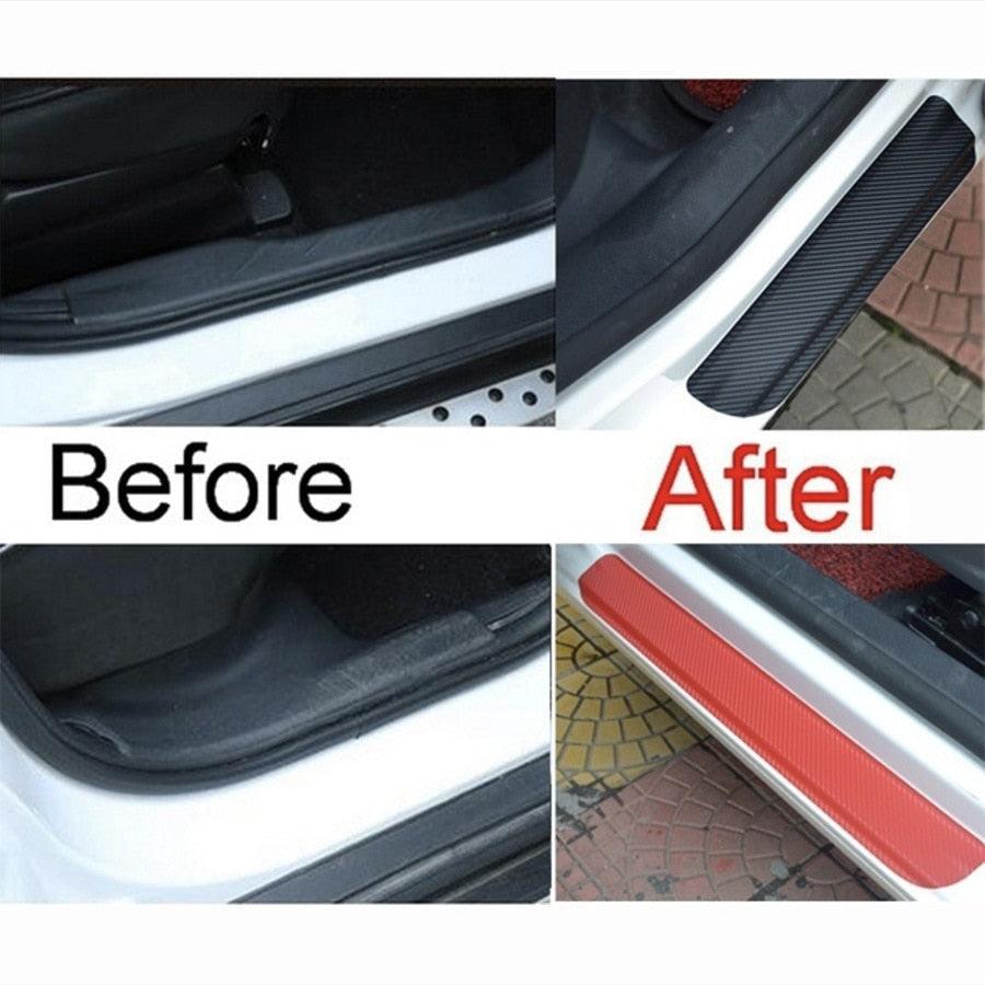 4PCS Universal Carbon Fiber Car Door Sill Protectors