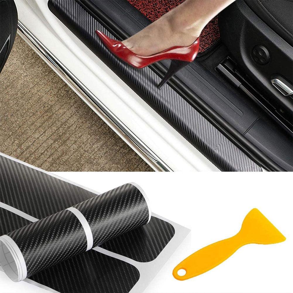4PCS Universal Carbon Fiber Car Door Sill Protectors