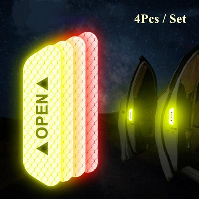4Pcs Car Door Reflective Safety Stickers - Universal Warning Mark