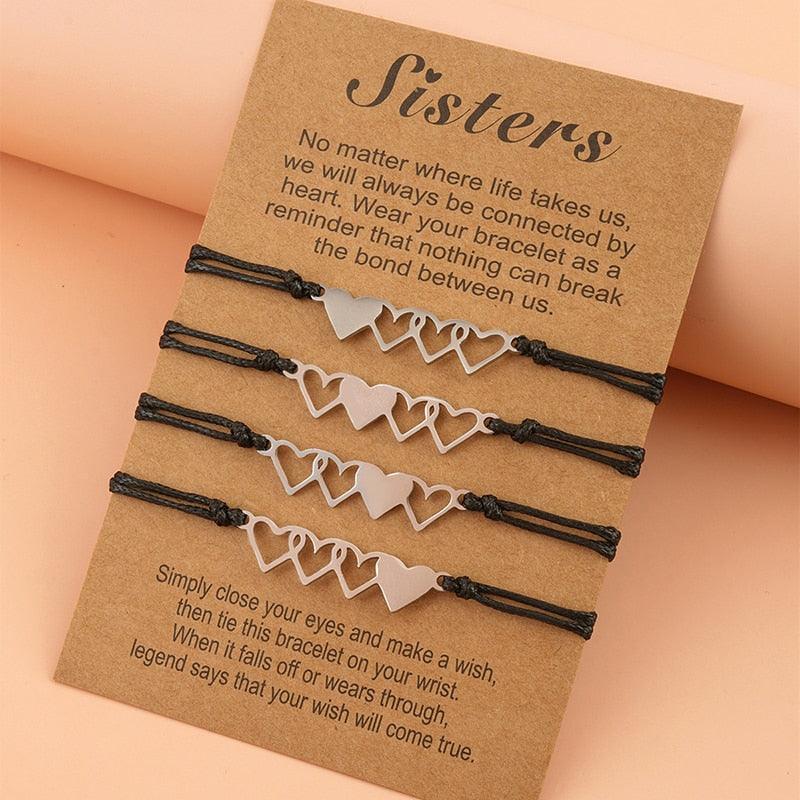 Ensemble de Bracelets Sœurs au Cœur Charismatique - Meilleure Amitié Pour Toujours