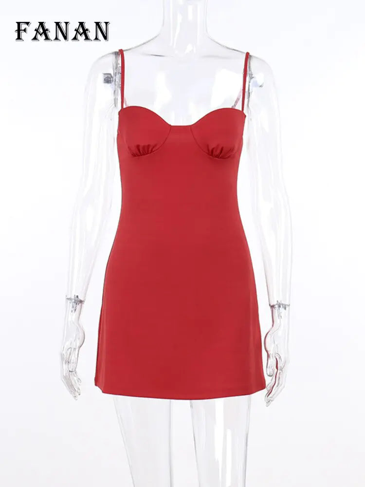 Vestido Mini A-line Sin Mangas Rojo Elegante para Mujeres