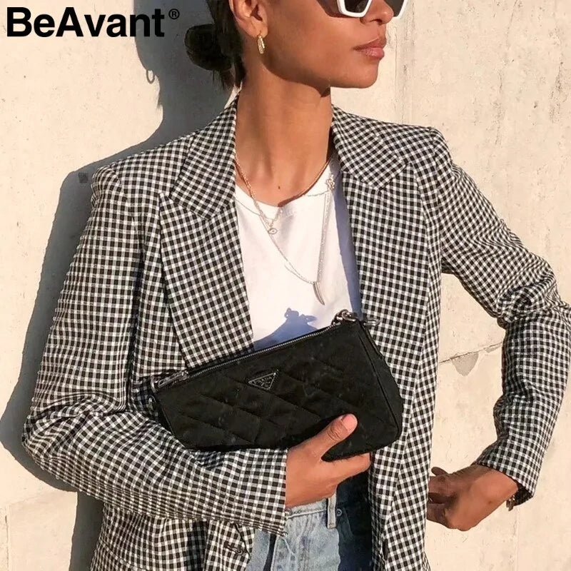 Blazer de Mujer a Cuadros Elegante