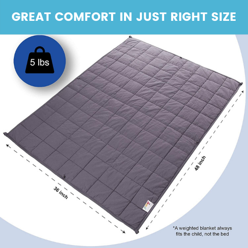 Hazli Kids Weighted Blanket 5 lb Soft Blue Minky 36" x 48" - Korvel
