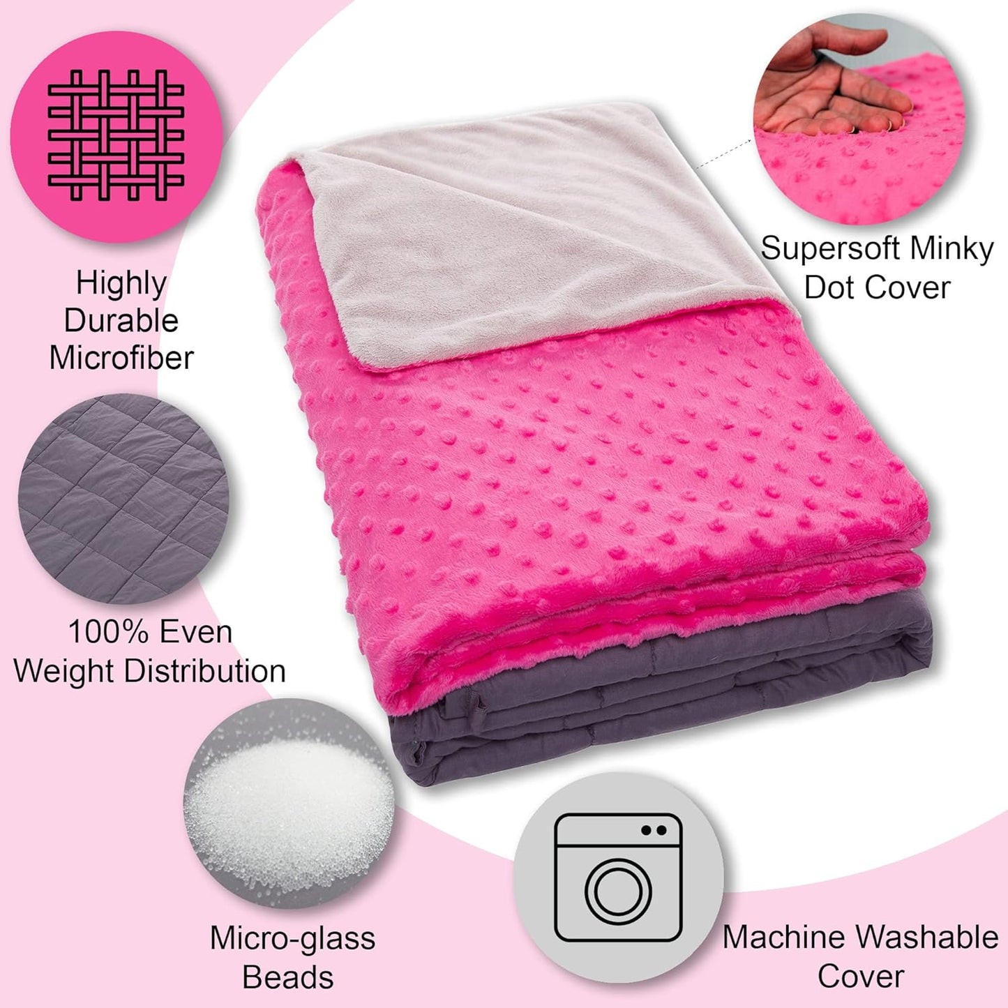 Hazli Kids Weighted Blanket 5 lb Soft Blue Minky 36" x 48" - Korvel