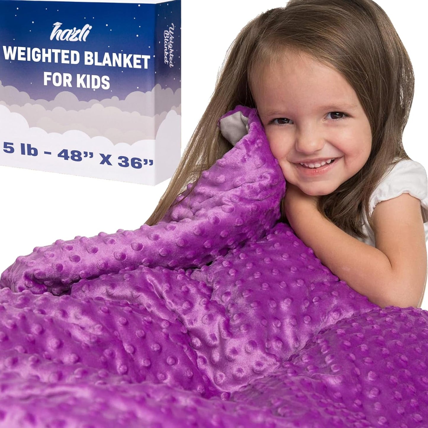 Hazli Kids Weighted Blanket 5 lb Soft Blue Minky 36" x 48" - Korvel