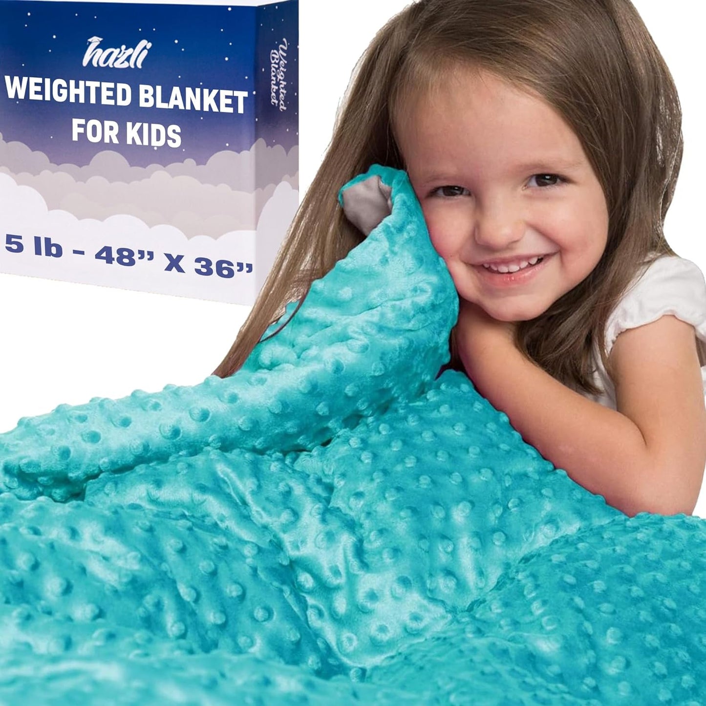 Hazli Kids Weighted Blanket 5 lb Soft Blue Minky 36" x 48" - Korvel