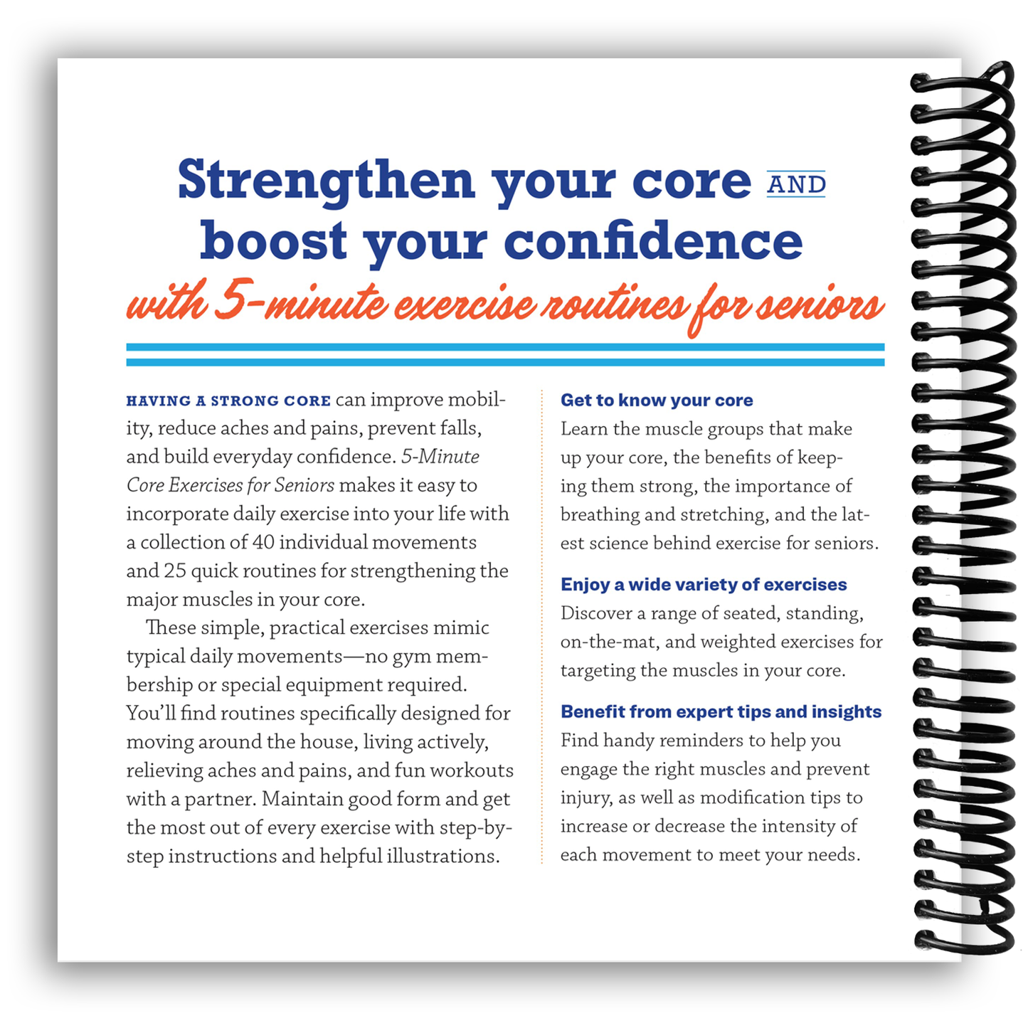 Empowering Core Workouts for Seniors: Quick Routines to Enhance Balance and Confidence (Spiral Bound) - Korvel